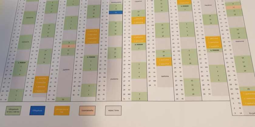 Aikuislukion lukuvuoden 2022-2023 työjärjestys (koulupäivät, lomapäivät ym.)